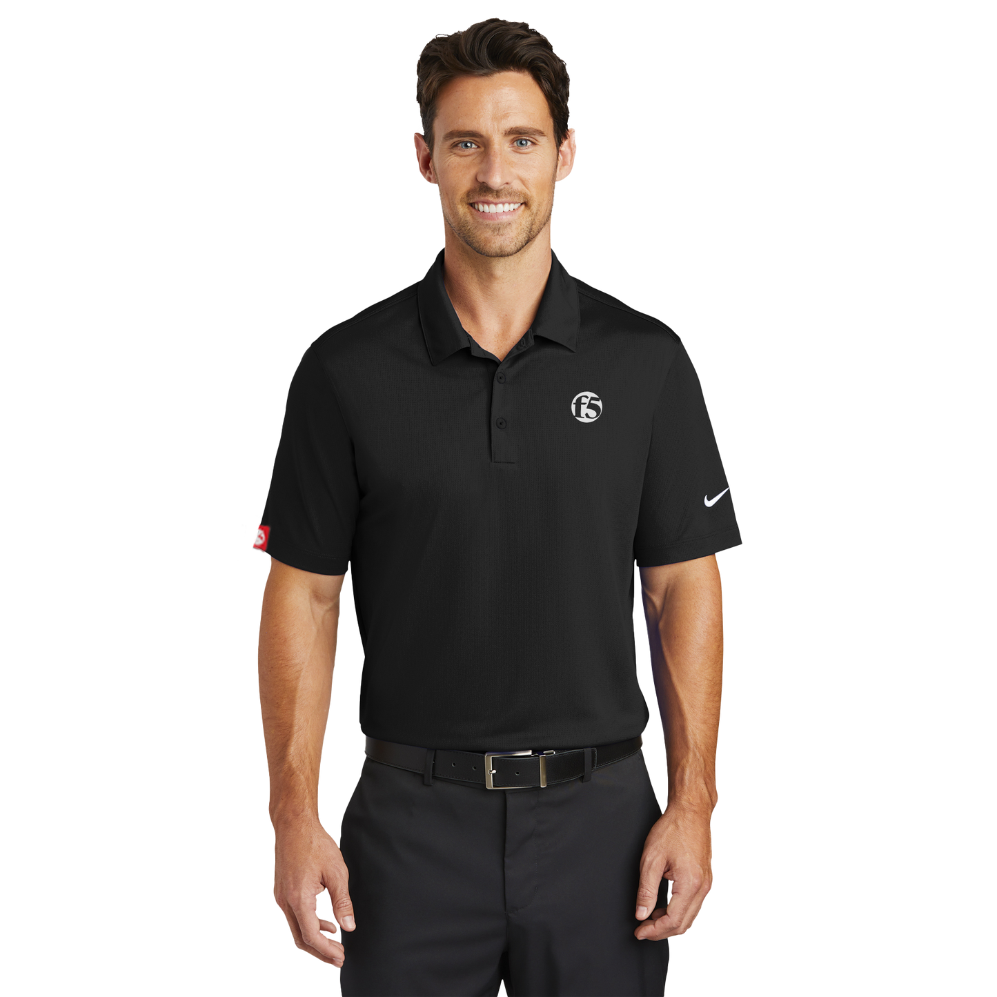 NIKE DRI-FIT VERTICAL MESH POLO - BLACK
