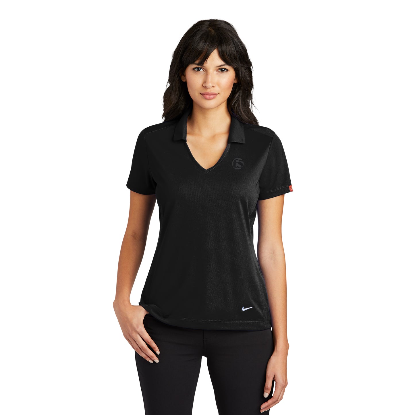 CONTOURED NIKE DRI-FIT VERTICAL MESH POLO - BLACK - BLACK LOGO